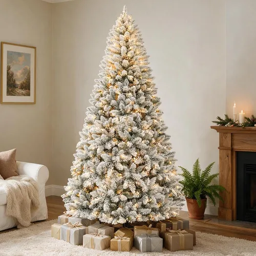 Vista 9 de Preit Árbol de Navidad artificial de 7.5 pies parcialmente Parcialmente flocado