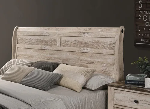 Vista 5 de Roundhill Furniture Imerland Bed - Juego de cabecera de trineo de 5 piezas con acabado en blanco y moderno, tamaño King