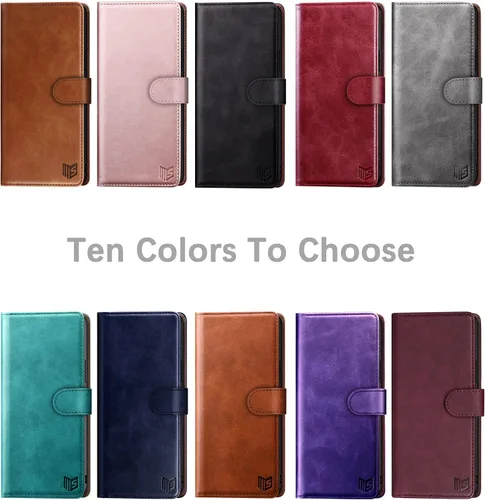 Vista 3 de SUANPOT Funda tipo cartera para Samsung Galaxy S21 FE 【Bloqueo RFID】 Soporte para tarjetas de crédito, funda de piel sintética con tapa