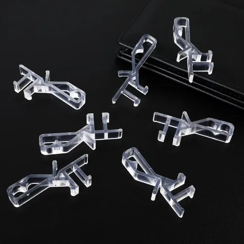 Vista 2 de 12 clips de cenefa de canal oculto, clips de plástico transparente de 1-7/8 pulgadas para persianas para cenefa con una ranura en la parte posterior