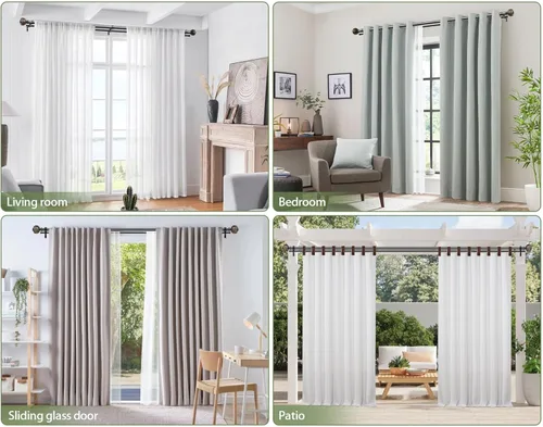 Vista 4 de Barras de cortina dobles de 1 pulgada de 36 a 72 pulgadas (3 a 6 pies), barras de cortina negras USFOOK para ventanas de 24 a 68 pulgadas, barra