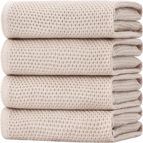 Vista 170 de Homaxy Paños de cocina de 100% algodón con tejido de gofre, ultra suaves, absorbentes, de secado rápido, 12 x 12 pulgadas, paquete de 6, amarillo