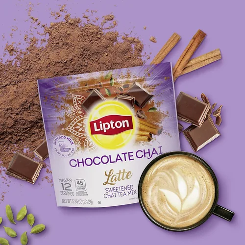Vista 10 de Lipton Chocolate Chai con especias orgánicas añade leche no láctea de elección estilo café para té caliente o helado chocolate Chai Latte sin
