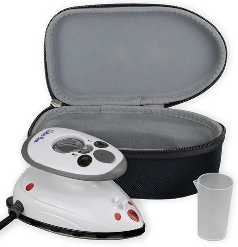 The Quilted Bear Mini plancha de vapor – Mini plancha de viaje ligera para acolchado sin esfuerzo y ropa sin arrugas con funda rígida – Vaporizador