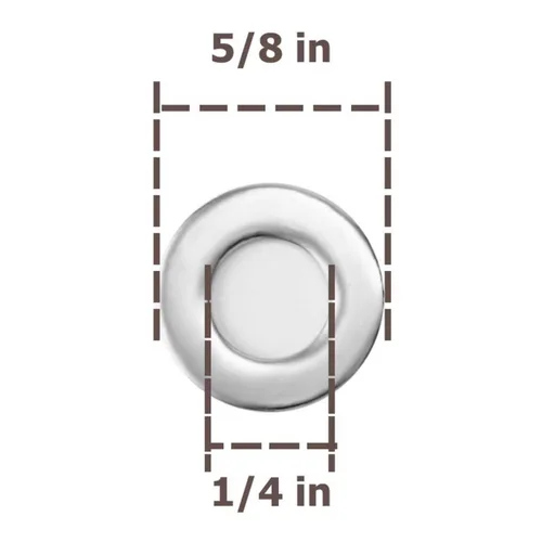 Vista 2 de Arandelas planas de acero inoxidable de 1/4 de pulgada, diámetro exterior de 5/8 pulgadas, acero inoxidable 18‑8 (304), arandelas SAE y métricas