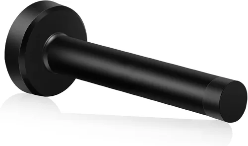Tope de puerta, tope de puerta negro de 4 pulgadas montado en la pared con puntas de parachoques de goma, protector de pared de acero inoxidable,