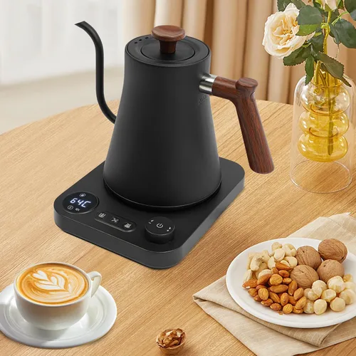 Vista 3 de Hervidor eléctrico de cuello de cisne con control de temperatura, hervidor de agua de acero inoxidable 1200w para verter café y té 0.9 l