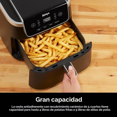 Vista 3 de Ninja Freidora de aire 4 en 1 Pro: freír al aire, asar, recalentar, deshidratar Capacidad de 5QT, cabe hasta 4 libras de papas fritas