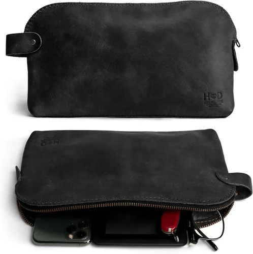 Vista 8 de Hide & Drink, Bolsa grande rústica multiusos para cables y cargadores, bolsa de viaje, bolsa multiusos, cuero de grano completo, hecho a mano