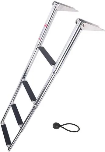 Vista 4 de Escalera telescópica de acero inoxidable de 4 peldaños para barco, capacidad de 600 libras para yates marinos