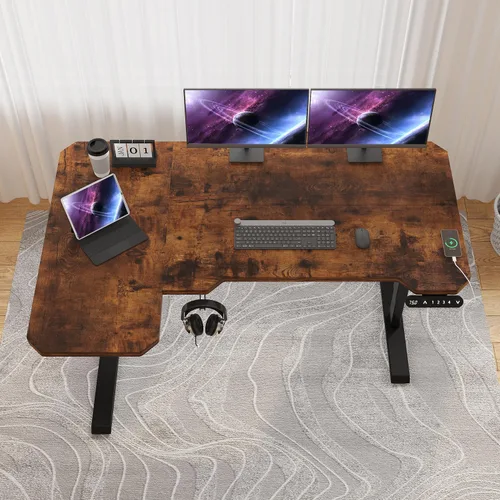 Vista 17 de Escritorio de pie de altura ajustable, 55 x 24 pulgadas, mesa de escritorio de pie para oficina en casa, escritorio de computadora de oficina