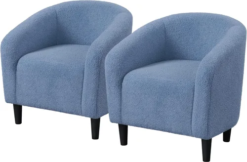 Vista 11 de Topeakmart Silla de barril, silla de acento de sherpa suave, silla auxiliar de club, estilo moderno, asiento profundo, sillón de barril para sala