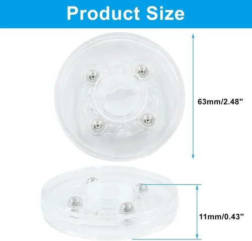 Vista 2 de 4 mini tocadiscos acrílicos Lazy Susan, bandeja giratoria de rodamiento de bolas de 2.480 in/2.48 pulgadas de diámetro, placa giratoria redonda