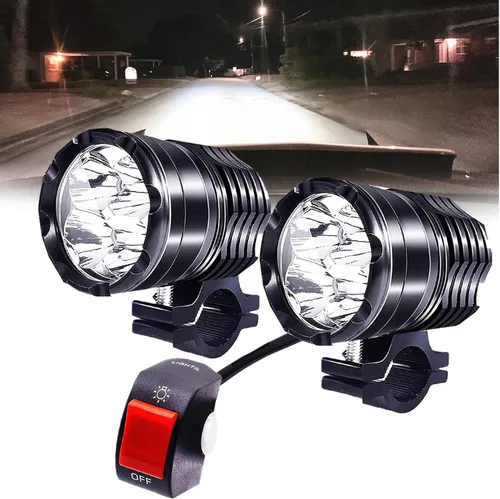 Vista 8 de Kits de luces de conducción para motocicleta, luces de marcha de 60W con interruptor, luz universal de 12V-60V para moto, bicicleta eléctrica, ATV