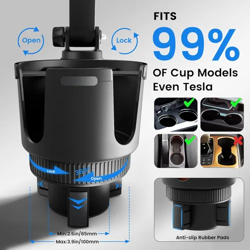 Vista 6 de OHLPRO Soporte para tablet para camión, soporte ajustable de rotación de 360° para iPad para automóvil con soporte para bebidas, compatible con iPad