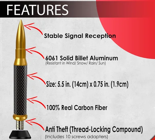 Vista 52 de ICBEAMER 3 inch / 76 mm MINI Mexican Mexico Flag Automotive Antenna with Internal Copper Coil Universal Fit AM/FM Radio Antenna Replacement