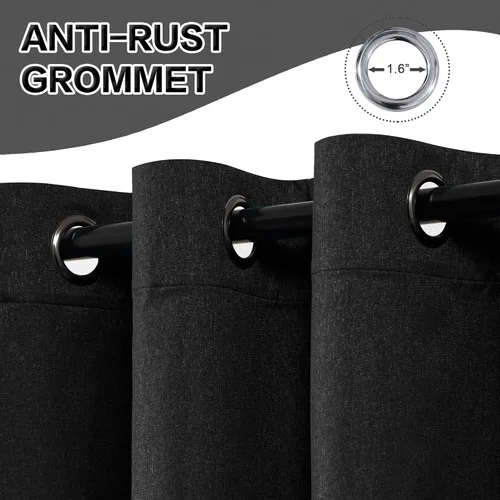 Vista 3 de DONREN Cortinas opacas completas para dormitorio, aislamiento térmico y reducción de ruido, cortinas de lino con ojales para sala de estar y Negro