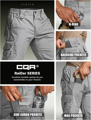 Vista 6 de CQR Men's Tactical Pants, Water Resistant Ripstop Cargo Pants, Lightweight EDC Work Hiking Pants, Outdoor Apparel