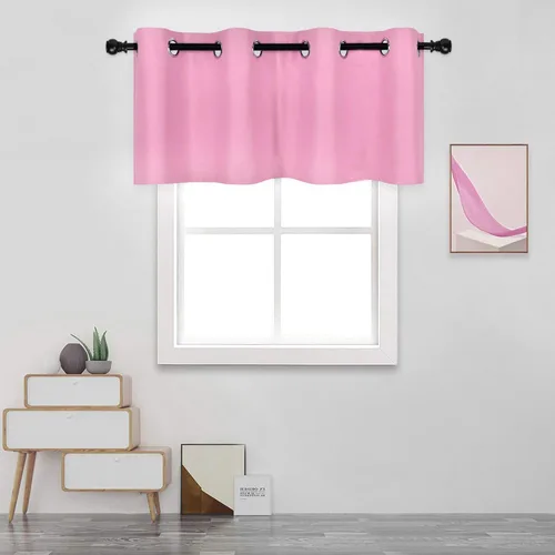 Vista 48 de DECOVSUN Cenefa de cortina opaca amarilla brillante para ventanas de cocina, cenefa opaca con ojales para dormitorio, cenefa corta y recta para sala