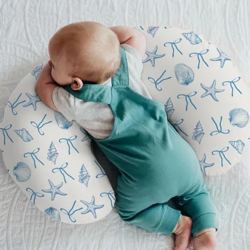 Vista 2 de Fundas de almohada de lactancia para niños y niñas, conchas marinas, conchas marinas, playa, guardería, almohada para lactancia materna, almohadas