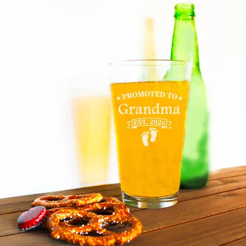 Vista 6 de Grandpa Est 2023 Vaso de cerveza – Pinta grabada de 16 onzas, regalos para el nuevo abuelo