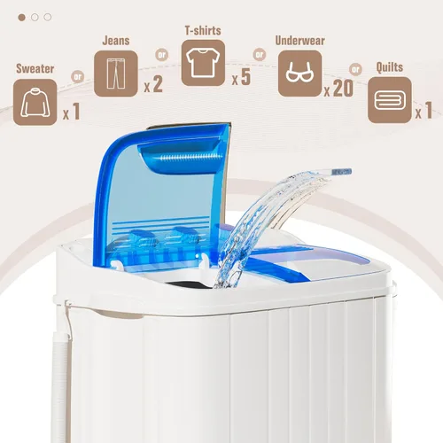 Vista 5 de SUNCROWN - Lavadora portátil de 16 libras, lavadora semiautomática compacta de doble bañera, combo de lavandería mini que ahorra energía