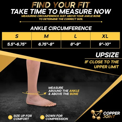Vista 2 de CopperJoint Soporte para el tobillo Refuerzo de compresión para el tobillo Funda ajustable para el tobillo para mujeres y hombres Con infusión