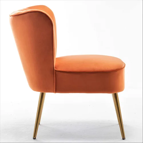 Vista 128 de Silla moderna de terciopelo para sala de estar, dormitorio o entrada, diseño elegante y cómodo sin brazos con patas de metal, color negro