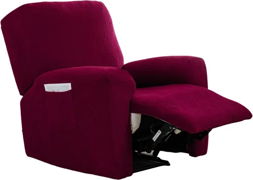 Vista 50 de CRFATOP Funda elástica para sillón reclinable, 4 piezas, fundas impresas para silla reclinable de 1 asiento, colección Fallon, protector de muebles