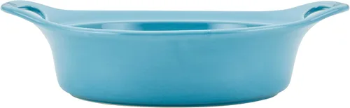 Vista 9 de Rachael Ray Solid Glaze Ceramics - Juego de utensilios para hornear/panadería con tapa compartida, 3 piezas, azul agave