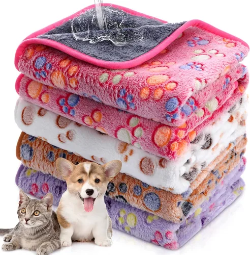 Vista 9 de Panelee 4 mantas impermeables para perros, lavables, con estampado de patas de cachorro, para mascotas pequeñas y medianas y gatos, tapete de dormir