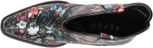 Vista 4 de ROPER Botas casuales de mujer Ingrid con punta triangular floral metálica, tacón bajo de 1-2 pulgadas, tobillo - Multi