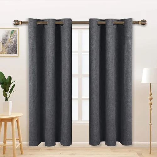 Vista 31 de LORDTEX Cortinas opacas texturizadas con aspecto de lino con forro aislante térmico, cortinas de ventana gruesas y pesadas con ojales para Azul