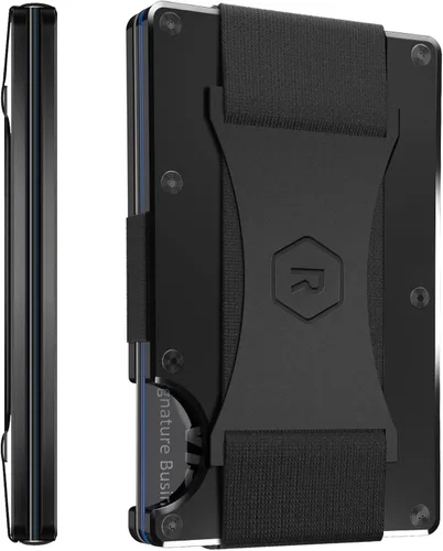 Vista 15 de The Ridge Cartera delgada minimalista para mujer, con bloqueo RFID, bolsillo frontal, tarjetero de crédito, cartera de metal para mujer con clip