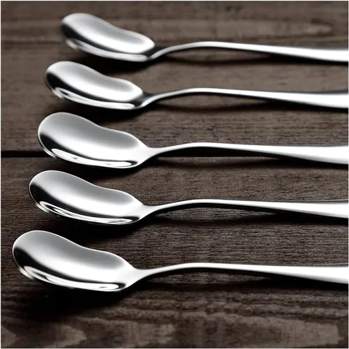 Vista 3 de Cucharas de postre de acero inoxidable, 10 cucharas de yogur, cuchara de helado, cuchara pequeña de café, cuchara de agitar, cucharas pequeñas