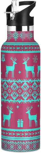 Kids Water Bottle 20 Oz, Water Bottle Stainless Steel for Travel or School, BPA-Free, Teal Nordic Deer
