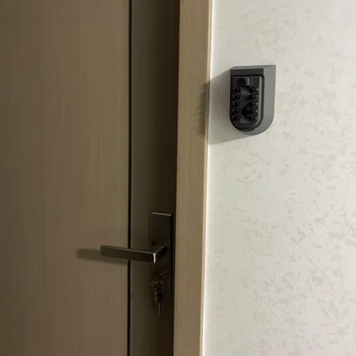 Vista 5 de Caja de bloqueo de llaves para montaje en pared exterior, caja de almacenamiento de llaves de repuesto impermeable, caja de almacenamiento de llaves