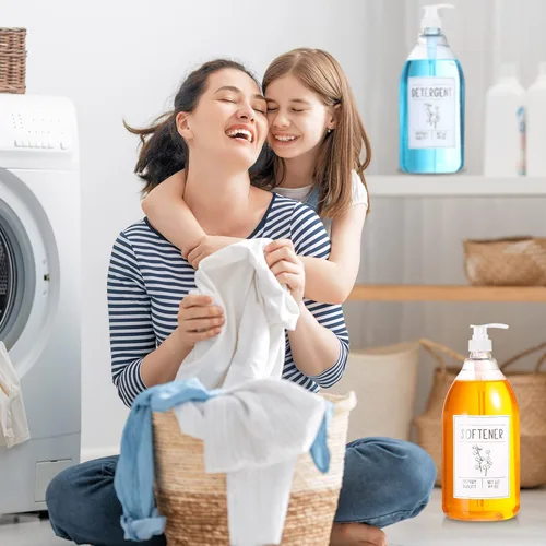 Vista 5 de Nuenen Dispensador de detergente para lavandería para bomba de plástico de tela, dispensador de detergente de jabón para ropa con tapas y 36