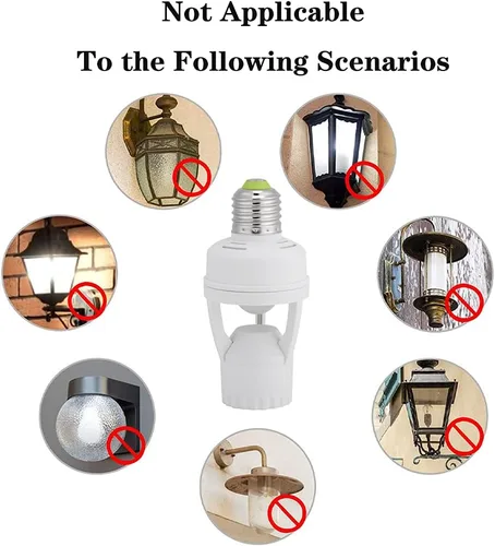 Vista 5 de Toma de luz con sensor de movimiento PIR, soporte de bombilla de tornillo E27 LED PIR sensor de movimiento infrarrojo interruptor de lámpara