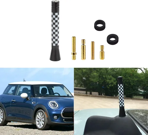 Vista 13 de x xotic tech Antena corta para automóvil con bandera de Union Jack compatible con Mini Cooper todos los modelos de 3 pulgadas (negro/gris)