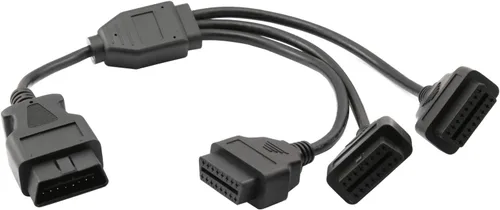 Vista 4 de Divisor OBD2 de 1.6 pies/19.7 in, extensión OBD-II de 3 vías, adaptador de cable extensor de diagnóstico para automóvil (negro)