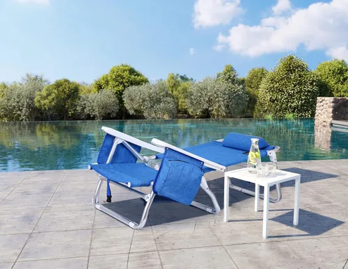 Vista 7 de Nice C Blue Backpack - Silla de playa con enfriador y paraguas, silla de playa reclinable de 5 posiciones para adultos, con soporte para tazas