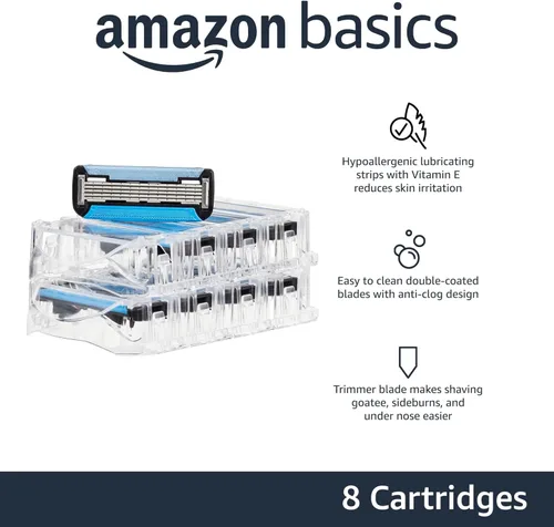 Vista 2 de Yaxa Basics Recambios de maquinilla de afeitar MotionSphere de 5 cuchillas para hombres con lubricación dual y recortador de barba de precisión, 8