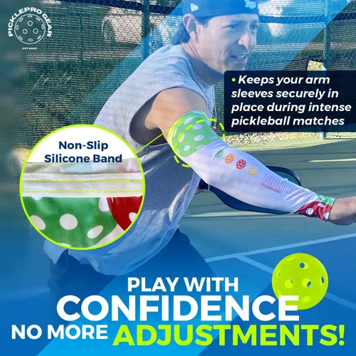Vista 6 de Mangas de brazo de pickleball – Ajuste de compresión y protección UV – Mangas deportivas transpirables para jugadores – Tamaño M/L – 5 diseños