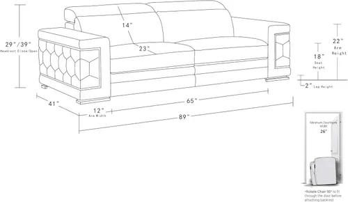 Vista 11 de Blackjack Furniture Usry - Sofá tapizado de piel italiana, color caqui