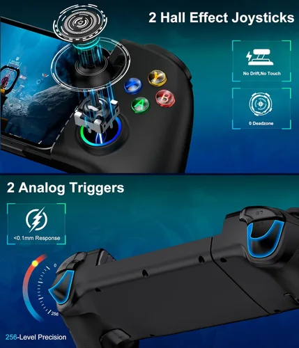 Vista 3 de Mocagen Mobile Gaming Controller, MC2 Phone Controller for iPhone/Android/Switch/Oled/Switch 2 with Programmable/Hall Effect Joysticks & Analog