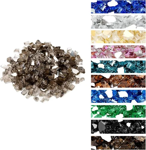 Vista 24 de Onlyfire Vidrio ignífugo de 10 libras para fogata de propano y chimenea de gas, rocas de vidrio reflectantes de 1/2 pulgada para mesa de hoguera