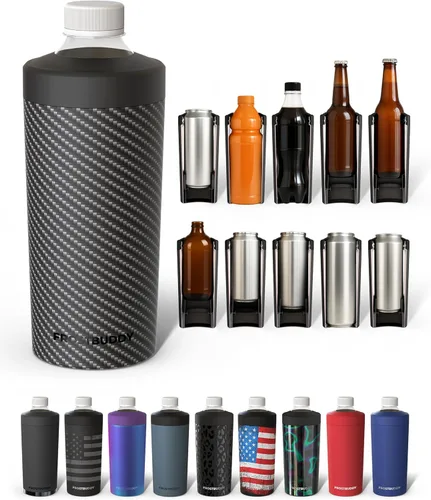 Vista 38 de Universal Buddy XL Can Cooler de Frost Buddy - Se adapta a latas y botellas de 12 onzas, 16 onzas, 20 onzas y 24 onzas - Mantén tus bebidas Azul bebé