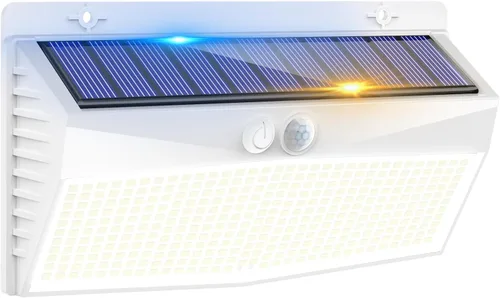 Vista 22 de 368 luces LED solares para exteriores con sensor de movimiento, valla solar con 3 modos de iluminación, seguridad alimentada, impermeable