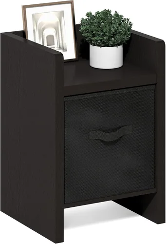 Vista 9 de Mesa de noche con cajón Furinno, Madera, Marrón oscuro/Negro